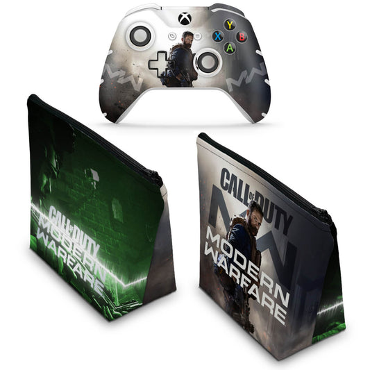 KIT Capa Case e Skin Anti-Rage Xbox One Slim X Controle - Call Of Duty Modern Warfare