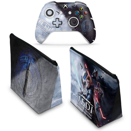 KIT Capa Case e Skin Anti-Rage Xbox One Slim X Controle - Star Wars Jedi Fallen Order