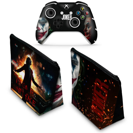 KIT Capa Case e Skin Anti-Rage Xbox One Slim X Controle - Joker Coringa Filme
