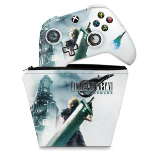 KIT Capa Case e Skin Anti-Rage Xbox One Slim X Controle - Final Fantasy 7 Remake