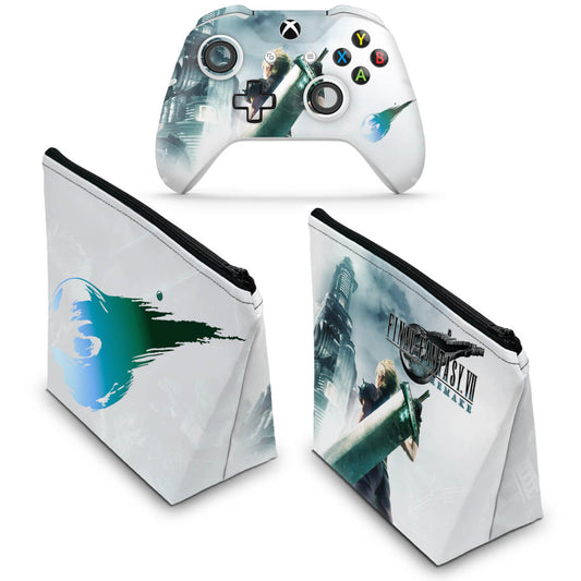 KIT Capa Case e Skin Anti-Rage Xbox One Slim X Controle - Final Fantasy 7 Remake