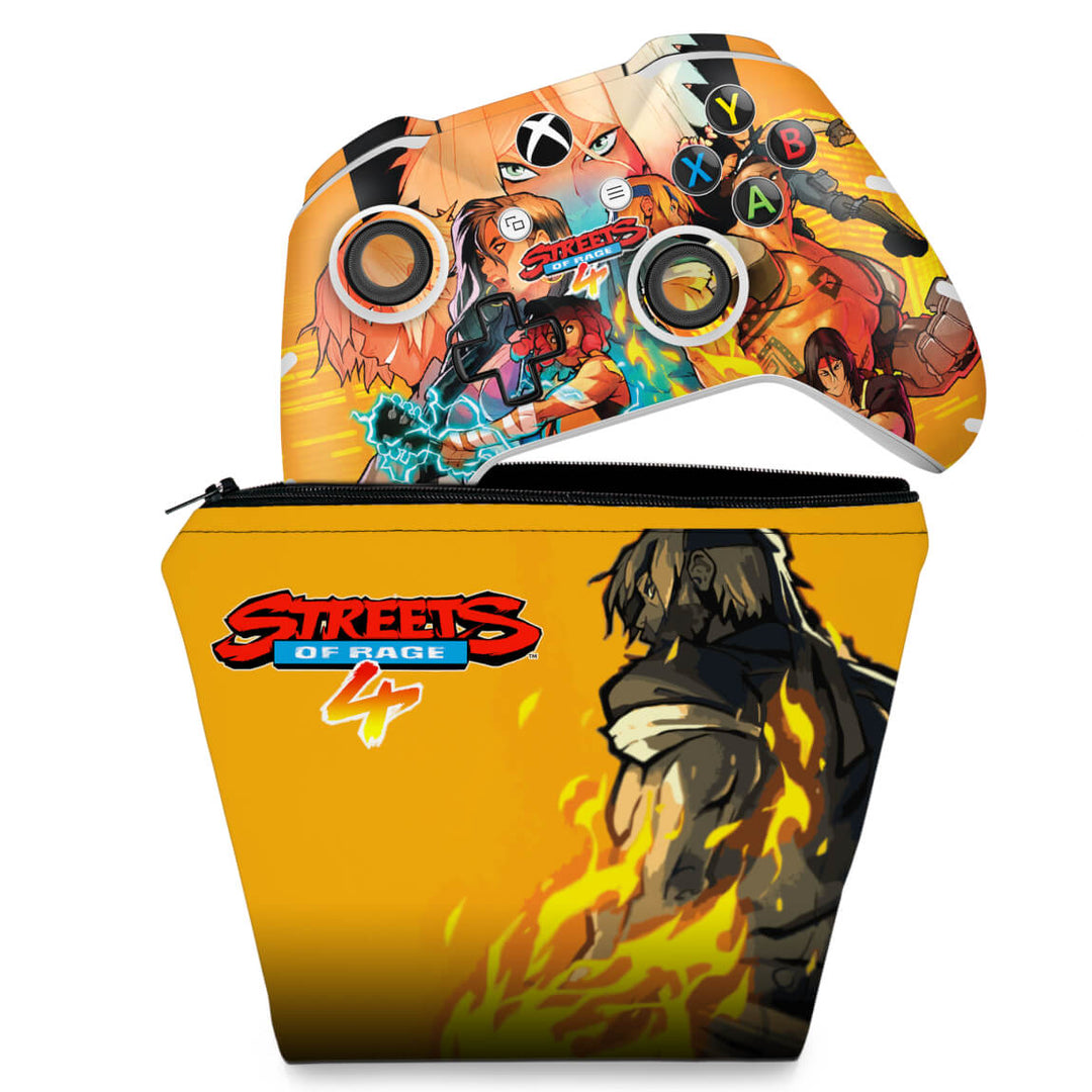 KIT Capa Case e Skin Anti-Rage Xbox One Slim X Controle - Streets of Rage 4