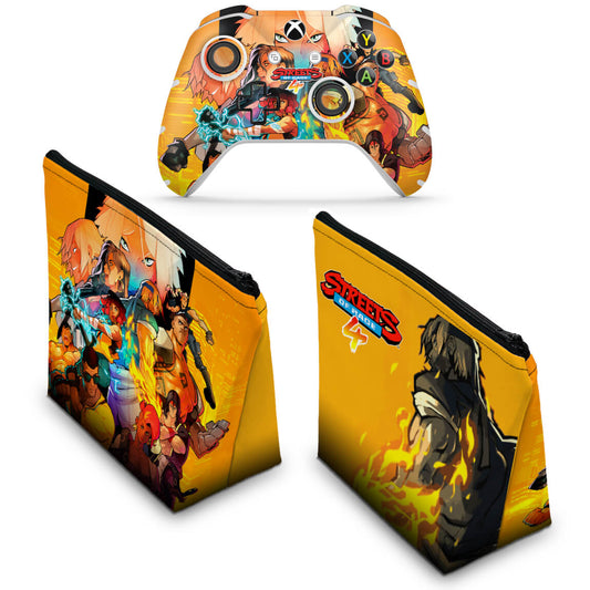 KIT Capa Case e Skin Anti-Rage Xbox One Slim X Controle - Streets of Rage 4