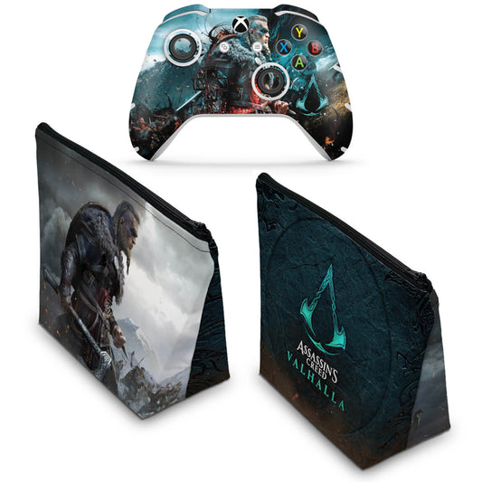 KIT Capa Case e Skin Anti-Rage Xbox One Slim X Controle - Assassin's Creed Valhalla