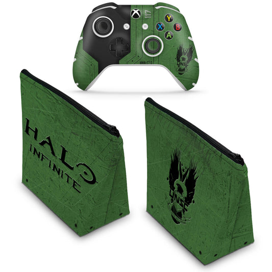 KIT Capa Case e Skin Anti-Rage Xbox One Slim X Controle - Halo Infinite