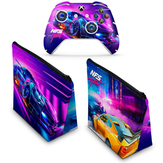 KIT Capa Case e Skin Anti-Rage Xbox One Slim X Controle - Need For Speed Heat