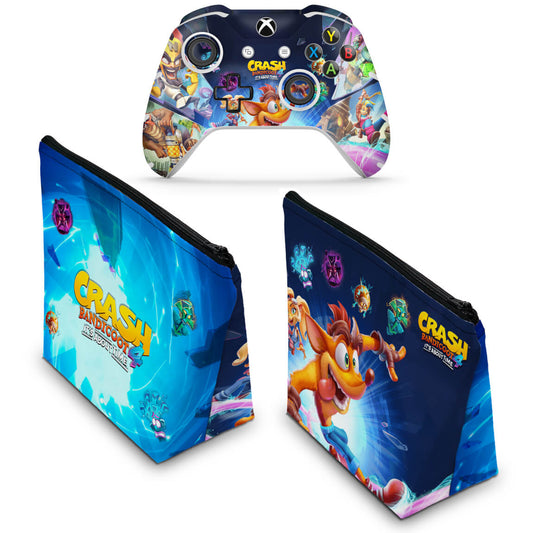 KIT Capa Case e Skin Anti-Rage Xbox One Slim X Controle - Crash Bandicoot 4
