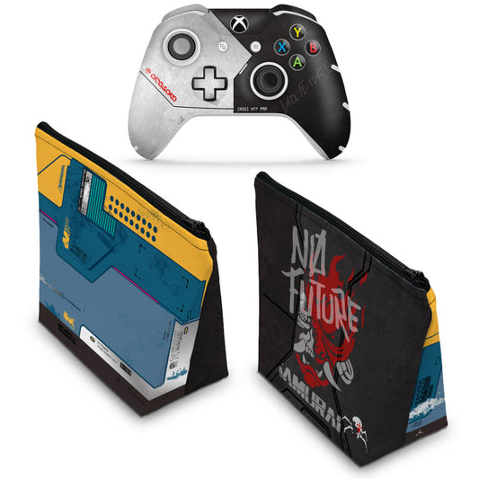 KIT Capa Case e Skin Anti-Rage Xbox One Slim X Controle - Cyberpunk 2077 Bundle