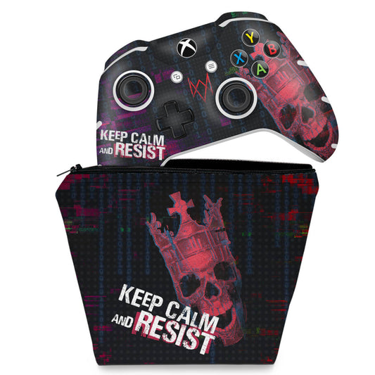 KIT Capa Case e Skin Anti-Rage Xbox One Slim X Controle - Watch Dogs Legion