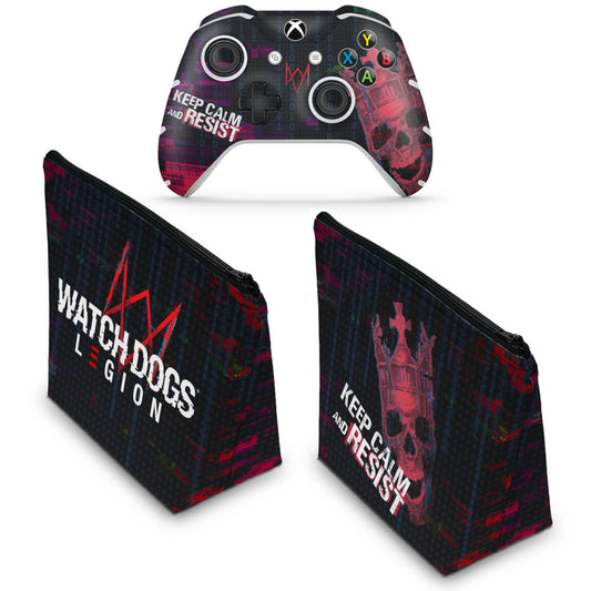 KIT Capa Case e Skin Anti-Rage Xbox One Slim X Controle - Watch Dogs Legion
