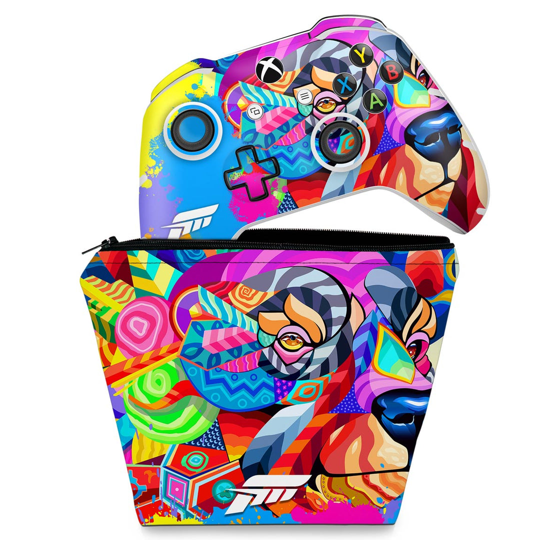 KIT Capa Case e Skin Anti-Rage Xbox One Slim X Controle - Forza Horizon 5
