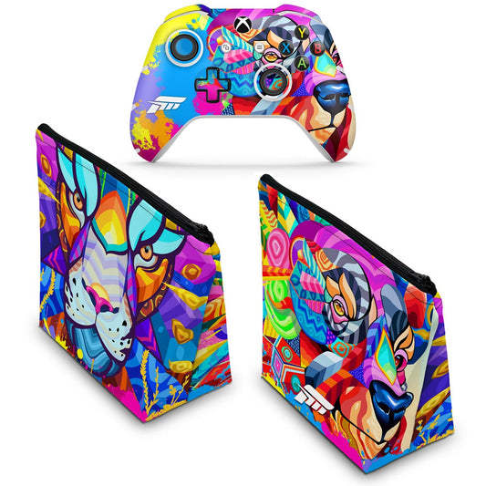 KIT Capa Case e Skin Anti-Rage Xbox One Slim X Controle - Forza Horizon 5
