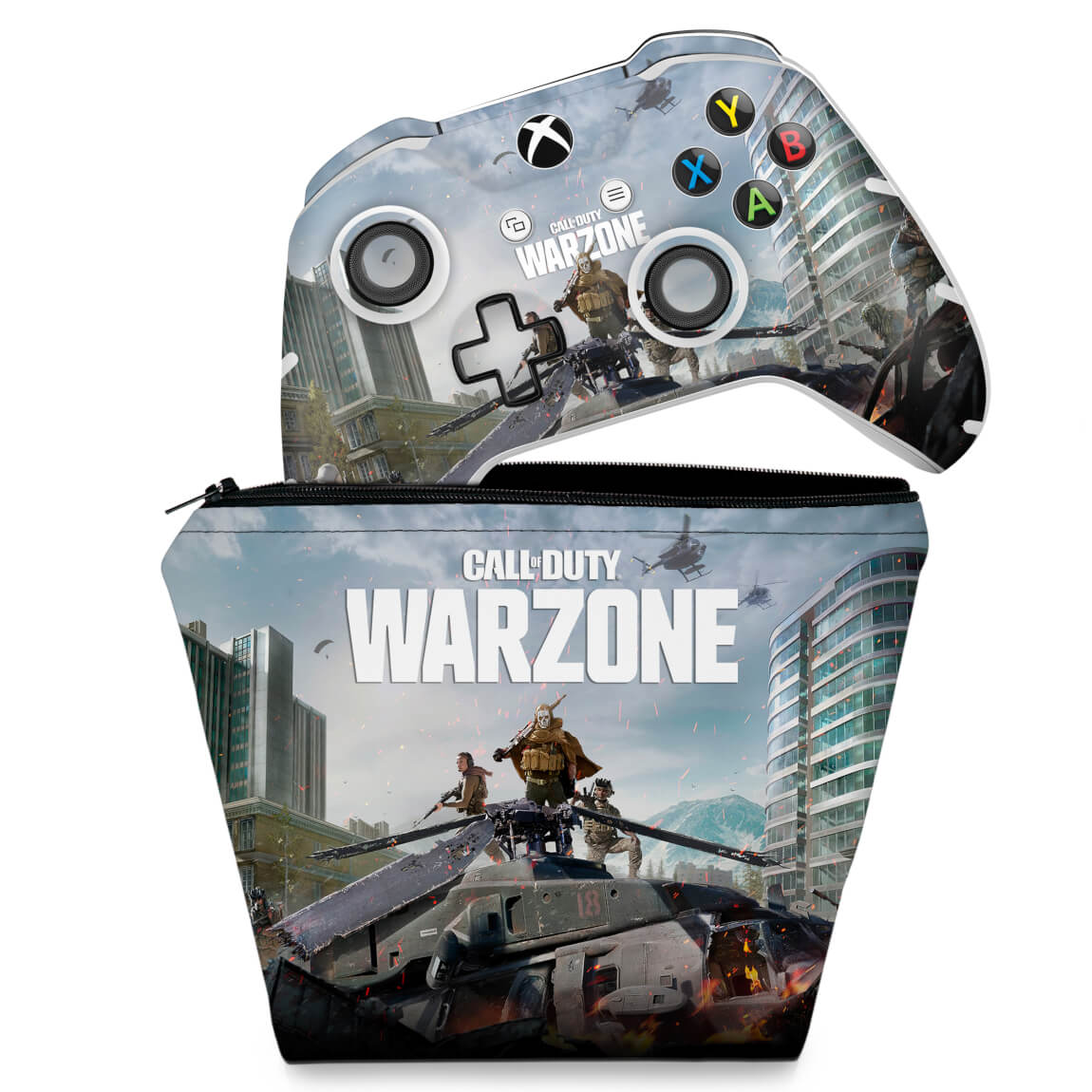 KIT Capa Case e Skin Anti-Rage Xbox One Slim X Controle - Call of Duty Warzone