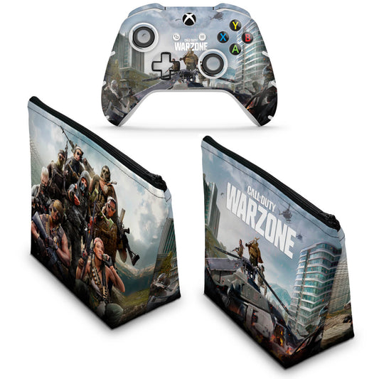 KIT Capa Case e Skin Anti-Rage Xbox One Slim X Controle - Call of Duty Warzone