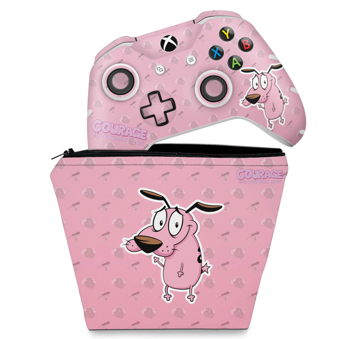 KIT Capa Case e Skin Anti-Rage Xbox One Slim X Controle - Coragem: O cão covarde