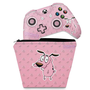 KIT Capa Case e Skin Anti-Rage Xbox One Slim X Controle - Coragem: O cão covarde