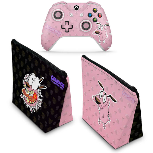 KIT Capa Case e Skin Anti-Rage Xbox One Slim X Controle - Coragem: O cão covarde