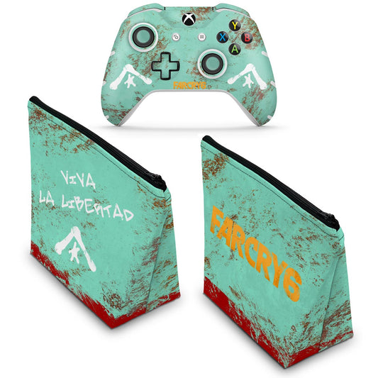 KIT Capa Case e Skin Anti-Rage Xbox One Slim X Controle - Far Cry 6