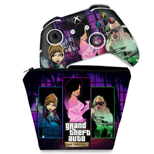 KIT Capa Case e Skin Anti-Rage Xbox One Slim X Controle - GTA The Trilogy