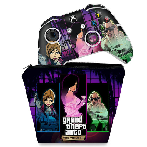 KIT Capa Case e Skin Anti-Rage Xbox One Slim X Controle - GTA The Trilogy