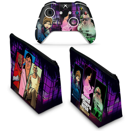 KIT Capa Case e Skin Anti-Rage Xbox One Slim X Controle - GTA The Trilogy