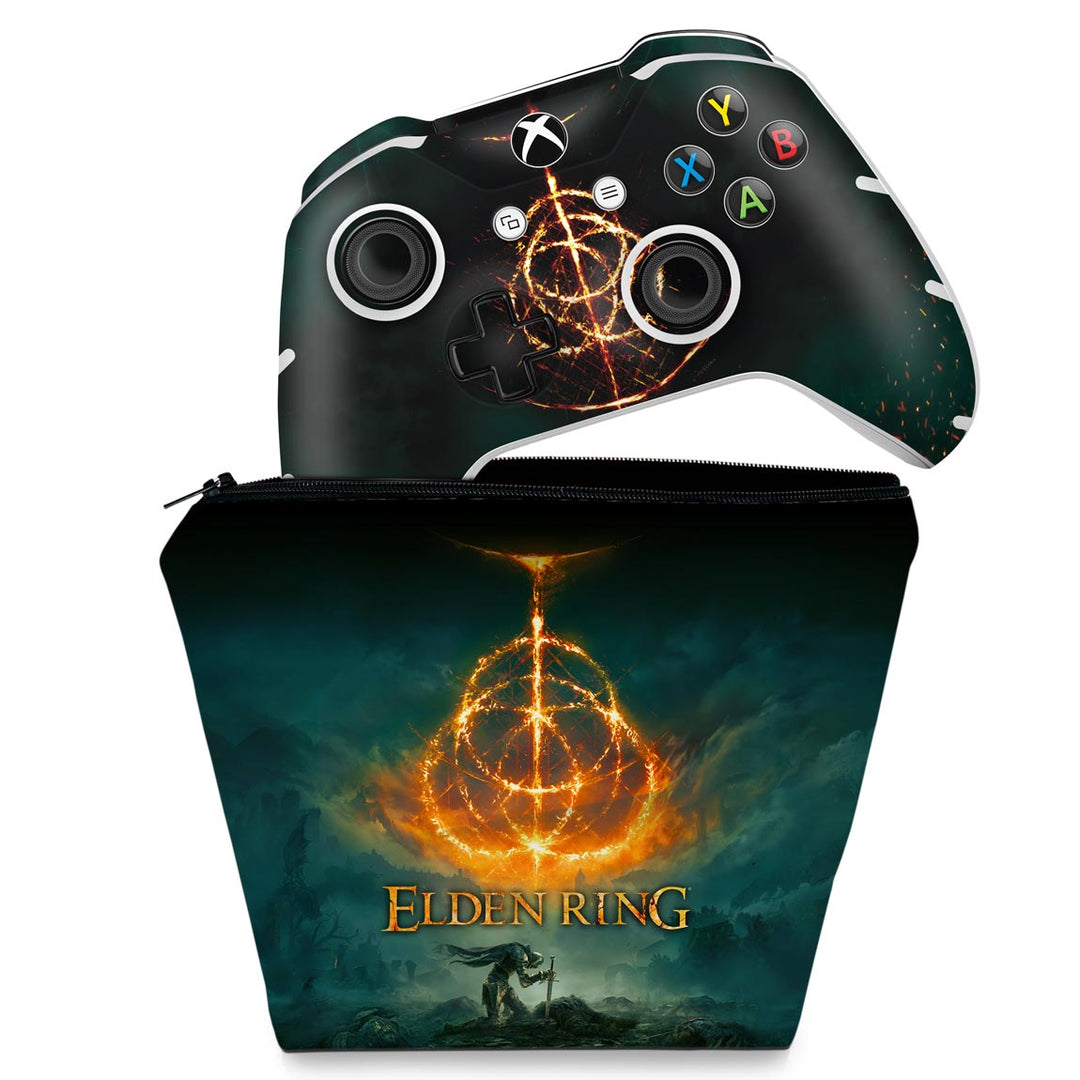 KIT Capa Case e Skin Anti-Rage Xbox One Slim X Controle - Elden Ring