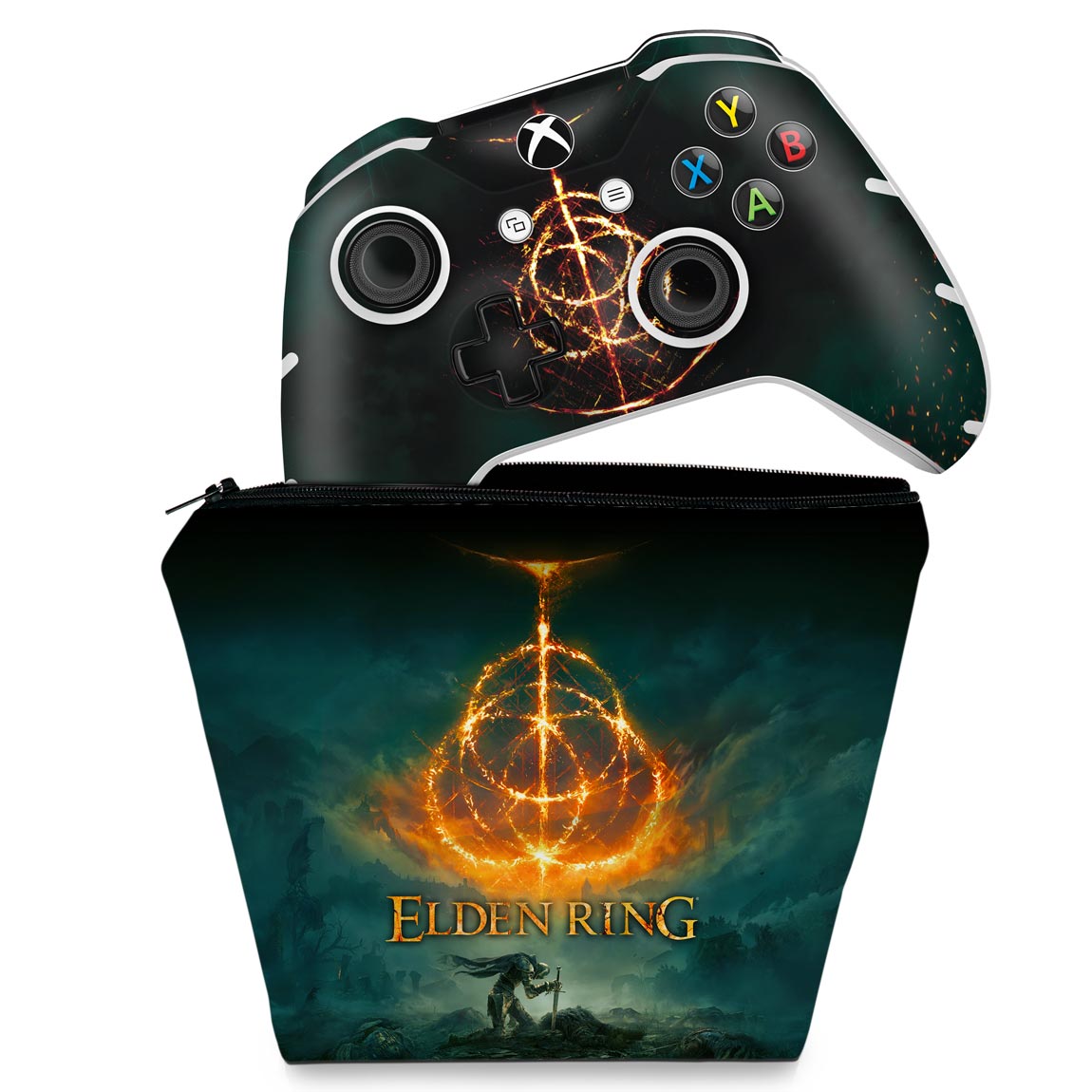 KIT Capa Case e Skin Anti-Rage Xbox One Slim X Controle - Elden Ring