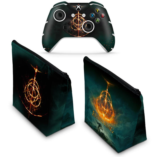 KIT Capa Case e Skin Anti-Rage Xbox One Slim X Controle - Elden Ring