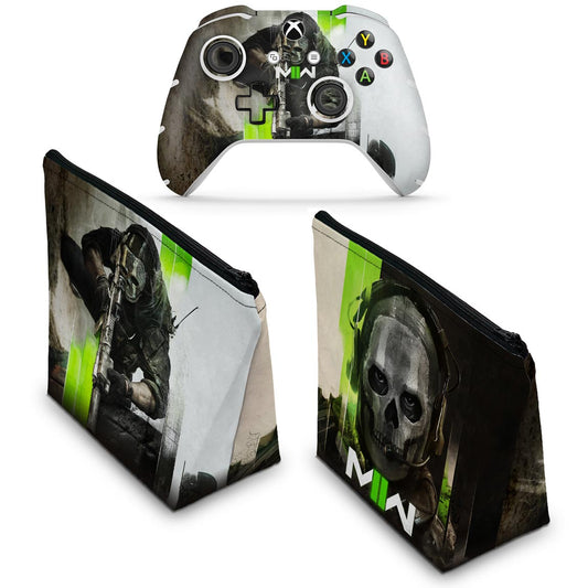 KIT Capa Case e Skin Anti-Rage Xbox One Slim X Controle - Call Of Duty Modern Warfare II