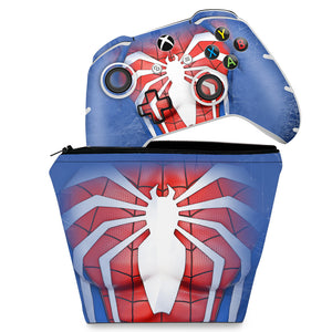 KIT Capa Case e Skin Anti-Rage Xbox One Slim X Controle - Spider-Man Homem Aranha 2