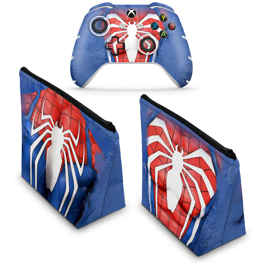 KIT Capa Case e Skin Anti-Rage Xbox One Slim X Controle - Spider-Man Homem Aranha 2