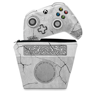 KIT Capa Case e Skin Anti-Rage Xbox One Slim X Controle - Mjolnir Thor Amor e Trovão
