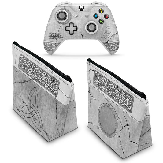 KIT Capa Case e Skin Anti-Rage Xbox One Slim X Controle - Mjolnir Thor Amor e Trovão
