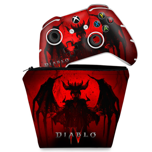 KIT Capa Case e Skin Anti-Rage Xbox One Slim X Controle - Diablo IV 4