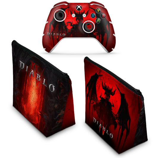 KIT Capa Case e Skin Anti-Rage Xbox One Slim X Controle - Diablo IV 4
