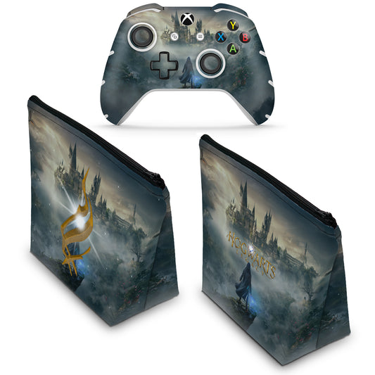 KIT Capa Case e Skin Anti-Rage Xbox One Slim X Controle - Hogwarts Legacy