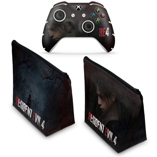 KIT Capa Case e Skin Anti-Rage Xbox One Slim X Controle - Resident Evil 4 Remake