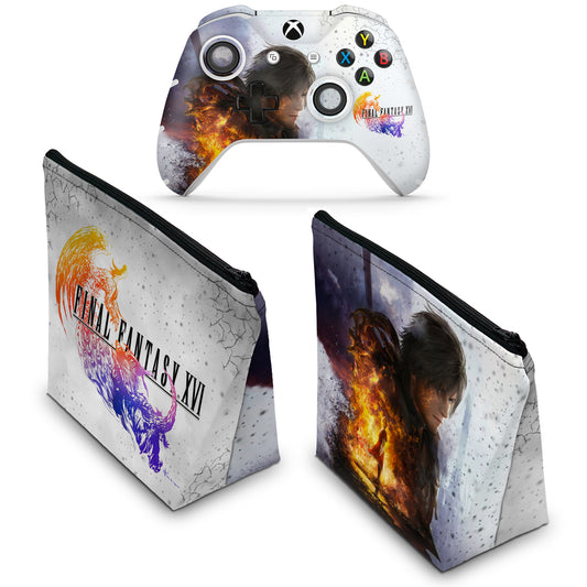 KIT Capa Case e Skin Anti-Rage Xbox One Slim X Controle - Final Fantasy XVI