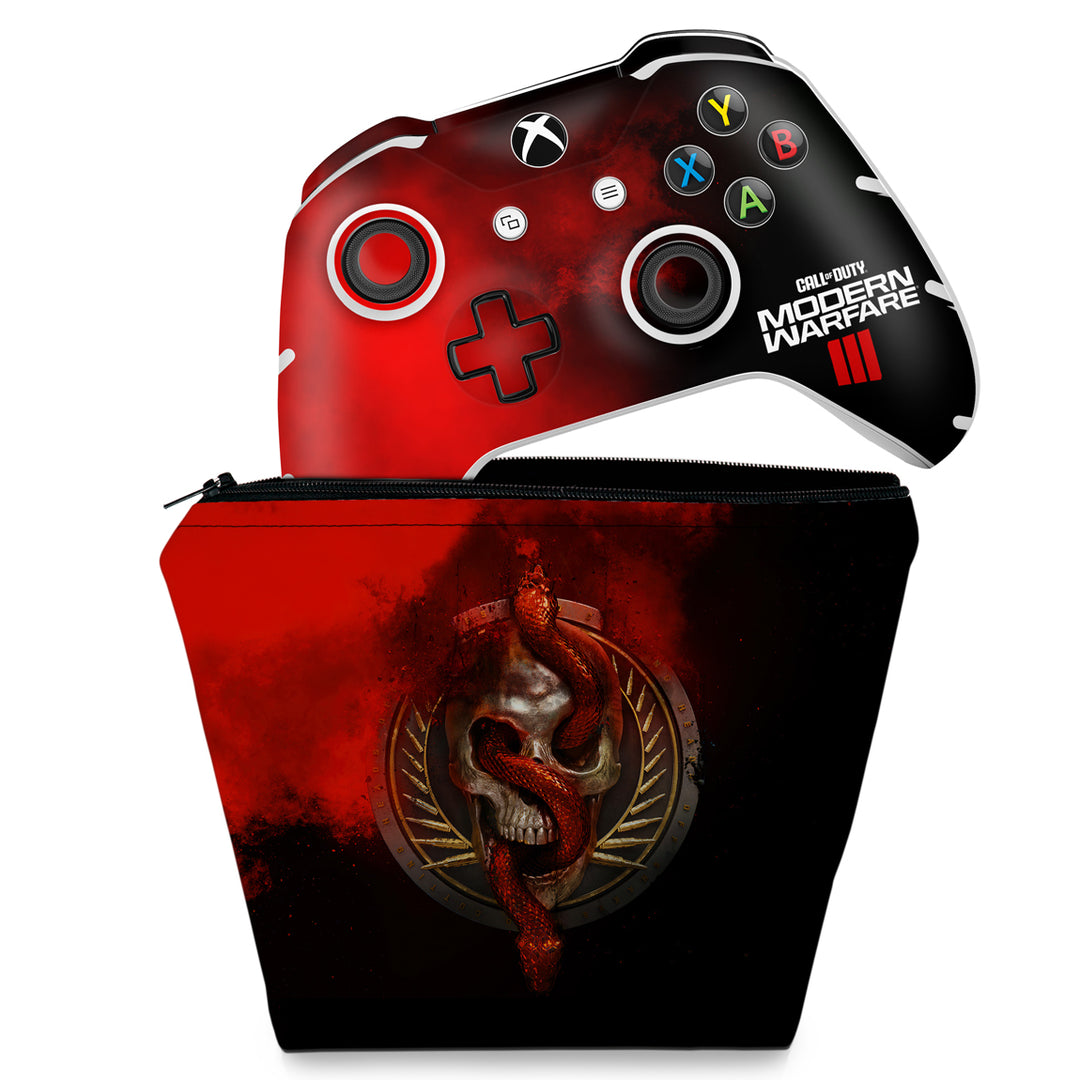 KIT Capa Case e Skin Anti-Rage Xbox One Slim X Controle - Call Of Duty Modern Warfare III