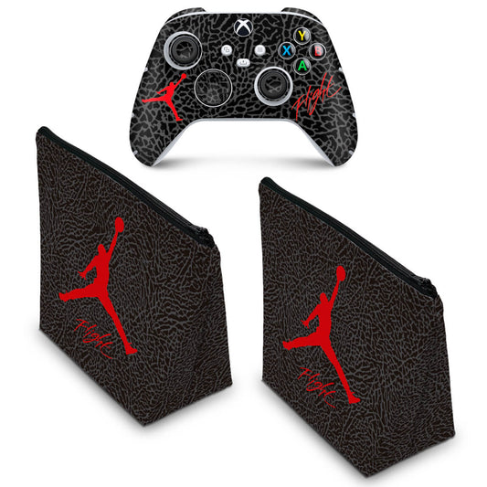 KIT Capa Case e Skin Anti-Rage Xbox Series S X Controle - Jordan Flight