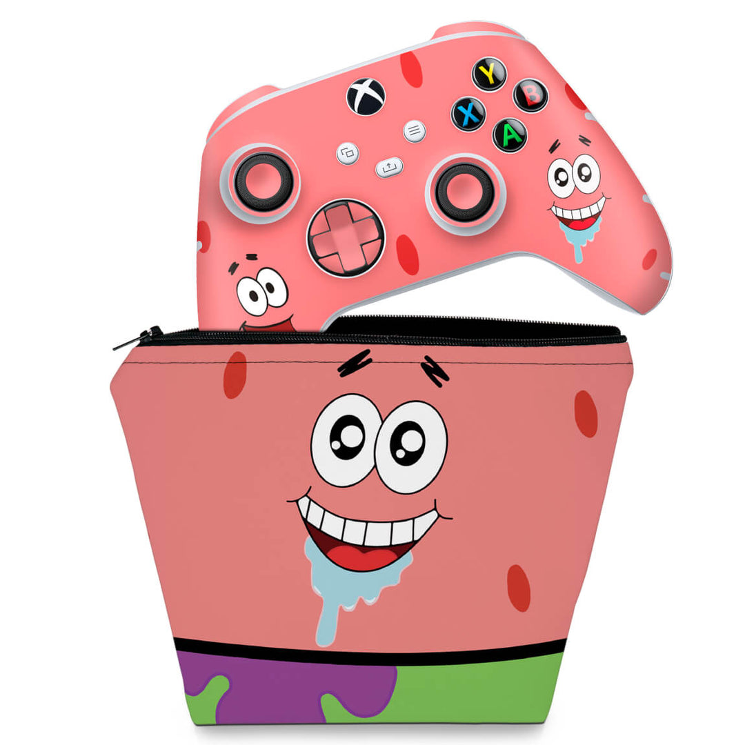 KIT Capa Case e Skin Anti-Rage Xbox Series S X Controle - Patrick - Pop Arte Skins