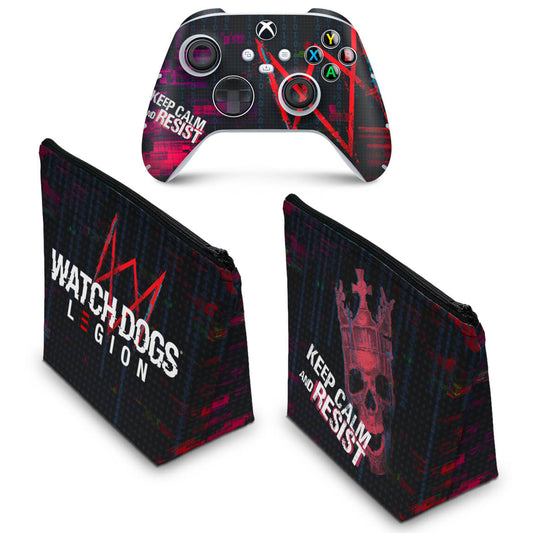 KIT Capa Case e Skin Anti-Rage Xbox Series S X Controle - Watch Dogs Legion