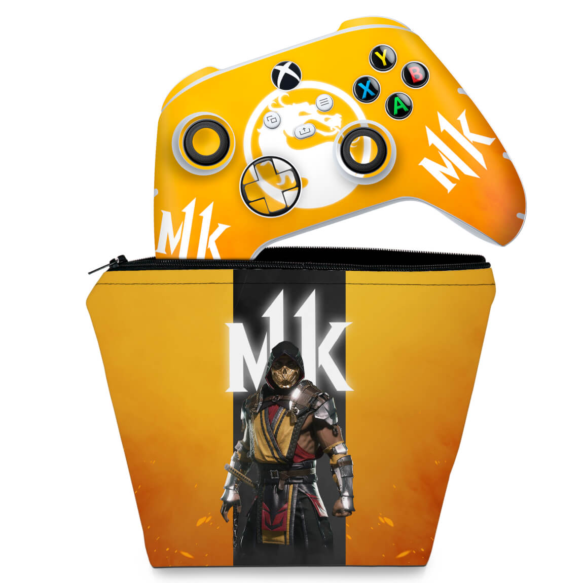 KIT Capa Case e Skin Anti-Rage Xbox Series S X Controle - Mortal Kombat 11