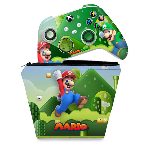 KIT Capa Case e Skin Anti-Rage Xbox Series S X Controle - Super Mario