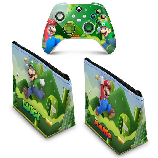 KIT Capa Case e Skin Anti-Rage Xbox Series S X Controle - Super Mario