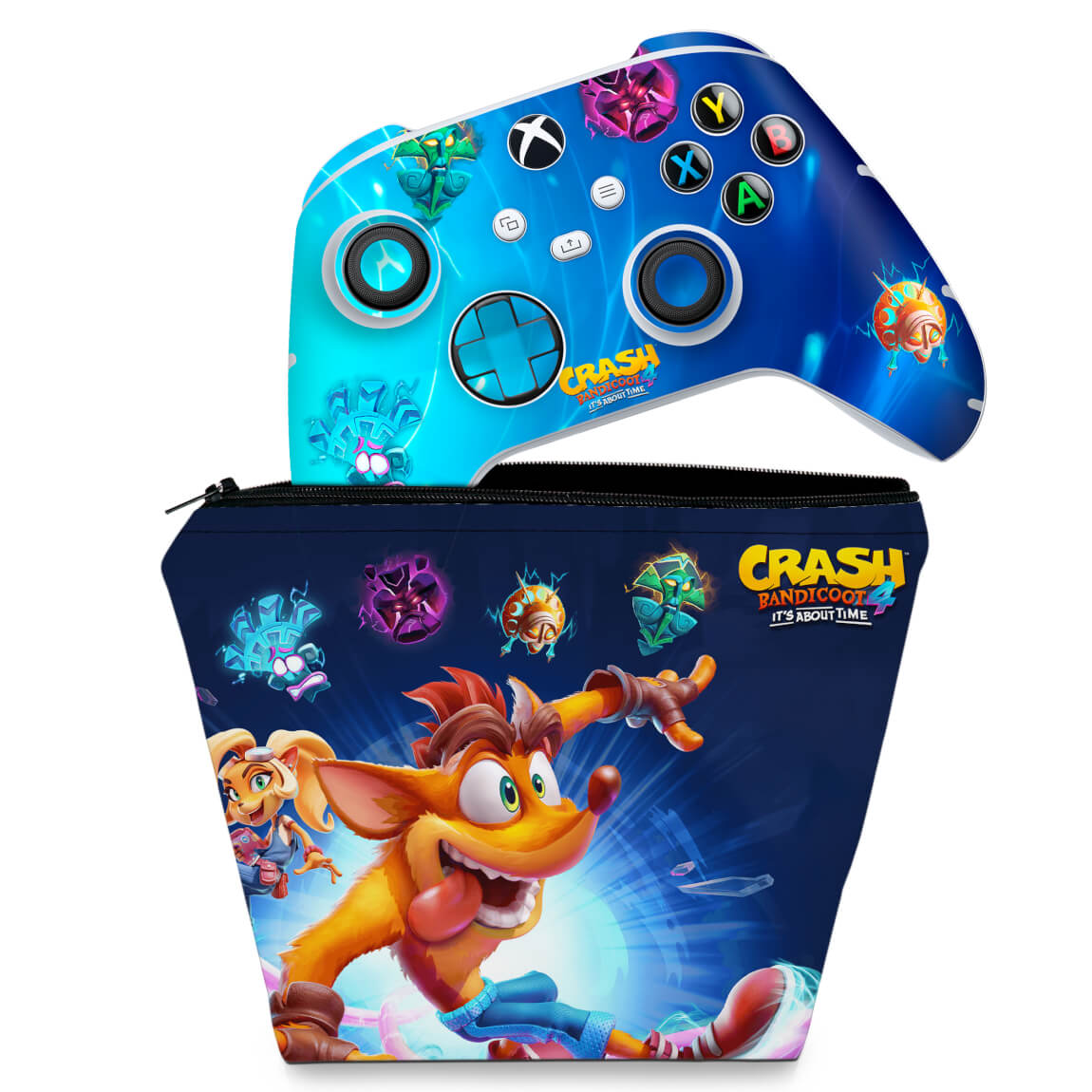 KIT Capa Case e Skin Anti-Rage Xbox Series S X Controle - Crash Bandicoot 4
