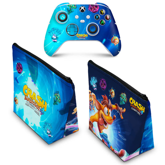 KIT Capa Case e Skin Anti-Rage Xbox Series S X Controle - Crash Bandicoot 4