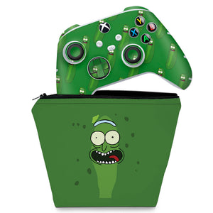 KIT Capa Case e Skin Anti-Rage Xbox Series S X Controle - Pickle Rick And Morty - Pop Arte Skins