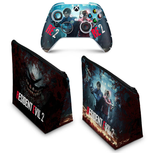 KIT Capa Case e Skin Anti-Rage Xbox Series S X Controle - Resident Evil 2 Remake
