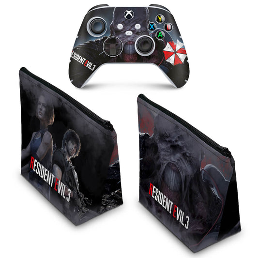KIT Capa Case e Skin Anti-Rage Xbox Series S X Controle - Resident Evil 3 Remake